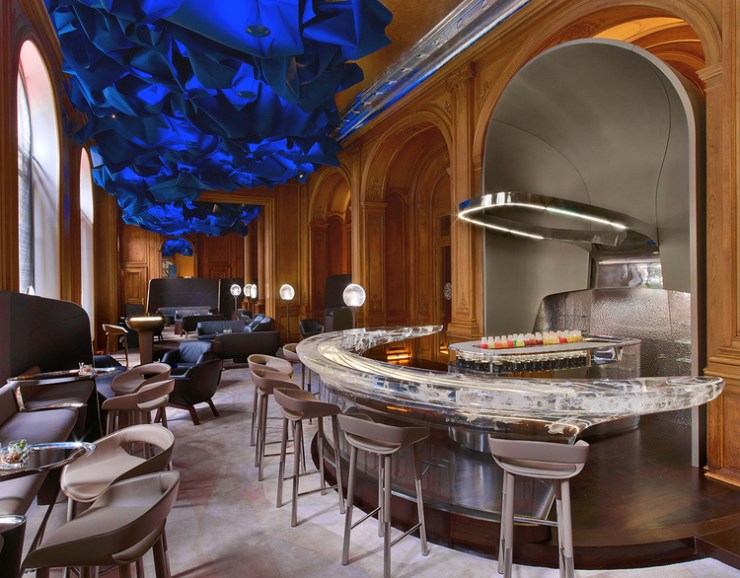 Futuristic and classically french hotel interior