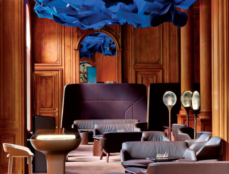 Futuristic and classically french hotel interior