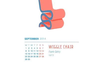 Pickle illustration of Frank Gehry's Wiggle Side Chair from the 2014 calendar
