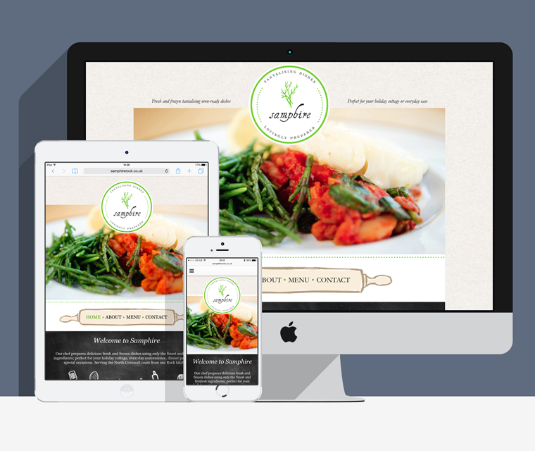 Samphire website displayed on desktop, tablet and mobile screens