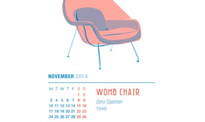 November 2014 Calendar featuring the Womb Chair by Eero Saarinen