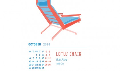 October 2014 Calendar featuring the Lotus chair by Rob Parry