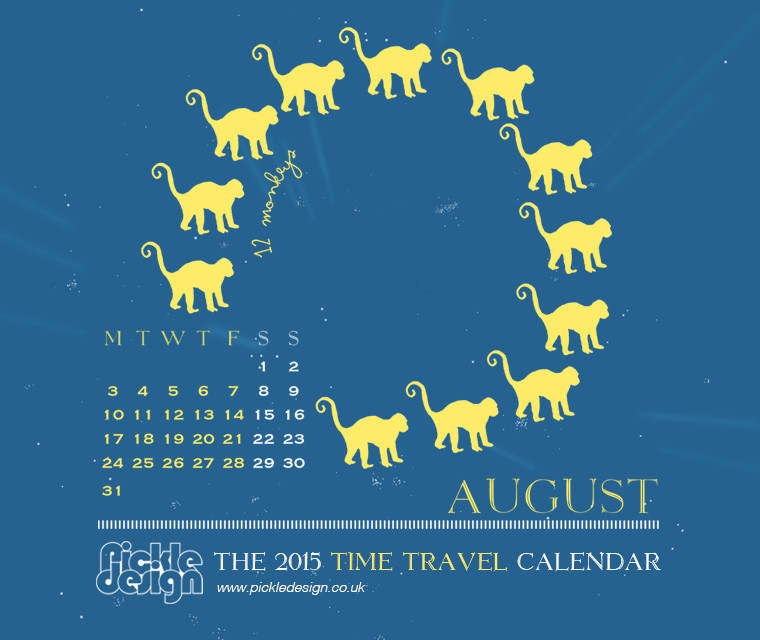 The August 2015 Time Travel Calendar featuring 12 Monkeys