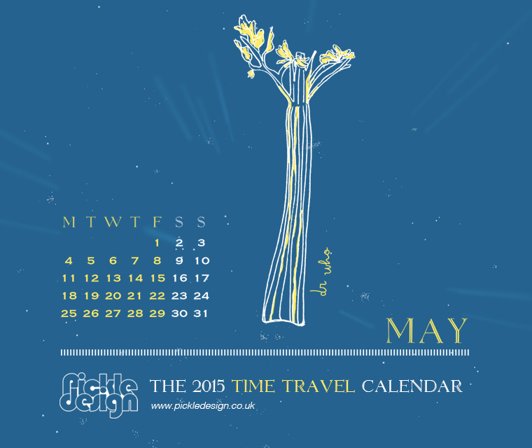 The May 2015 Time Travel Calendar featuring Dr Who
