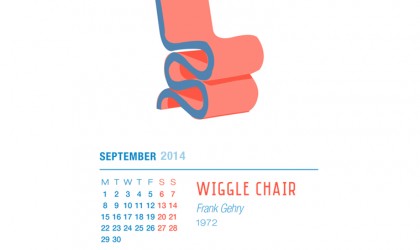 September 2014 Calendar featuring the Wiggle Chair by Frank Gehry