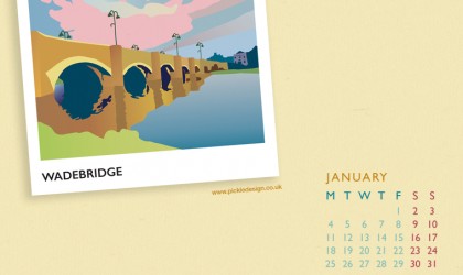 Our January 2016 Calendar featuring an illustration of Wadebridge