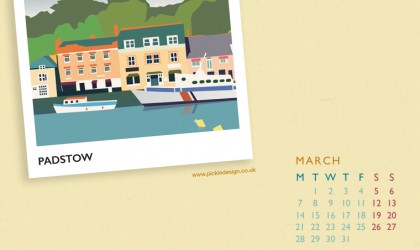 Pickle Design March calendar download of Padstow, Cornwall