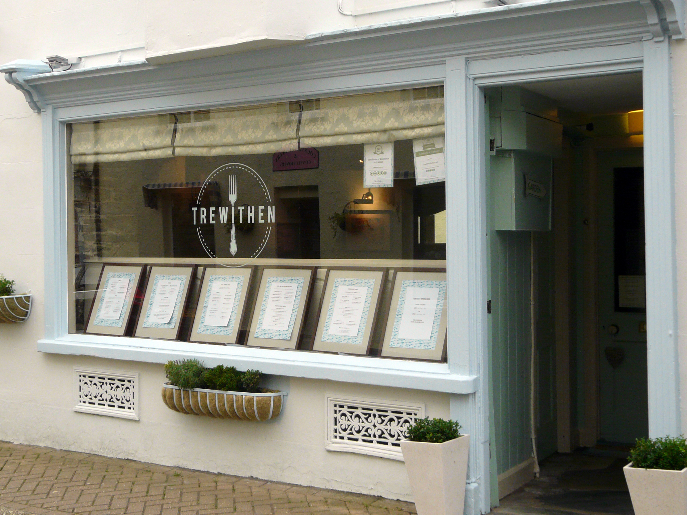 Street front signage design for Trewithen Restaurant