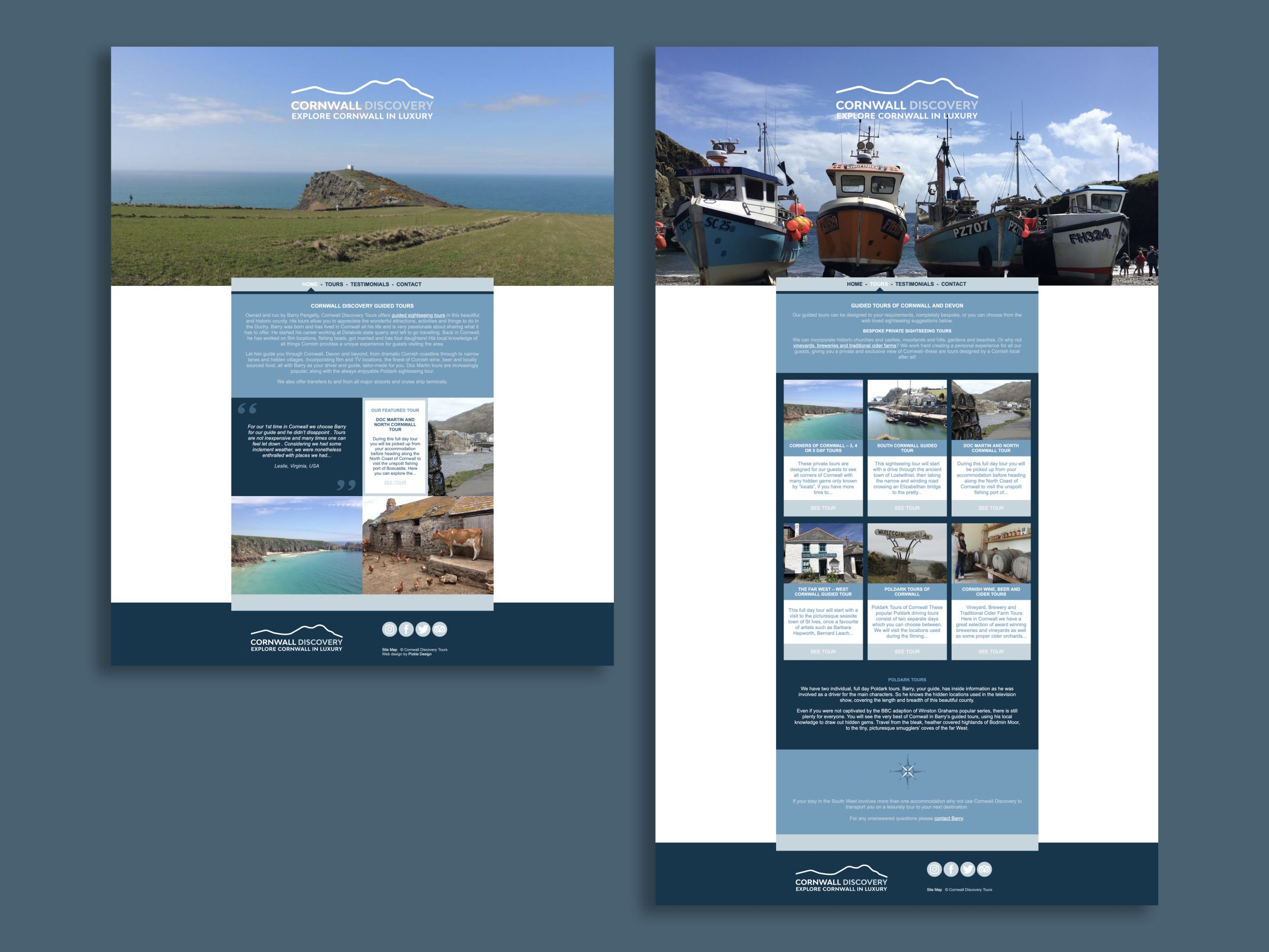 Editable tour page design for Cornwall Discovery Tours with image gallery