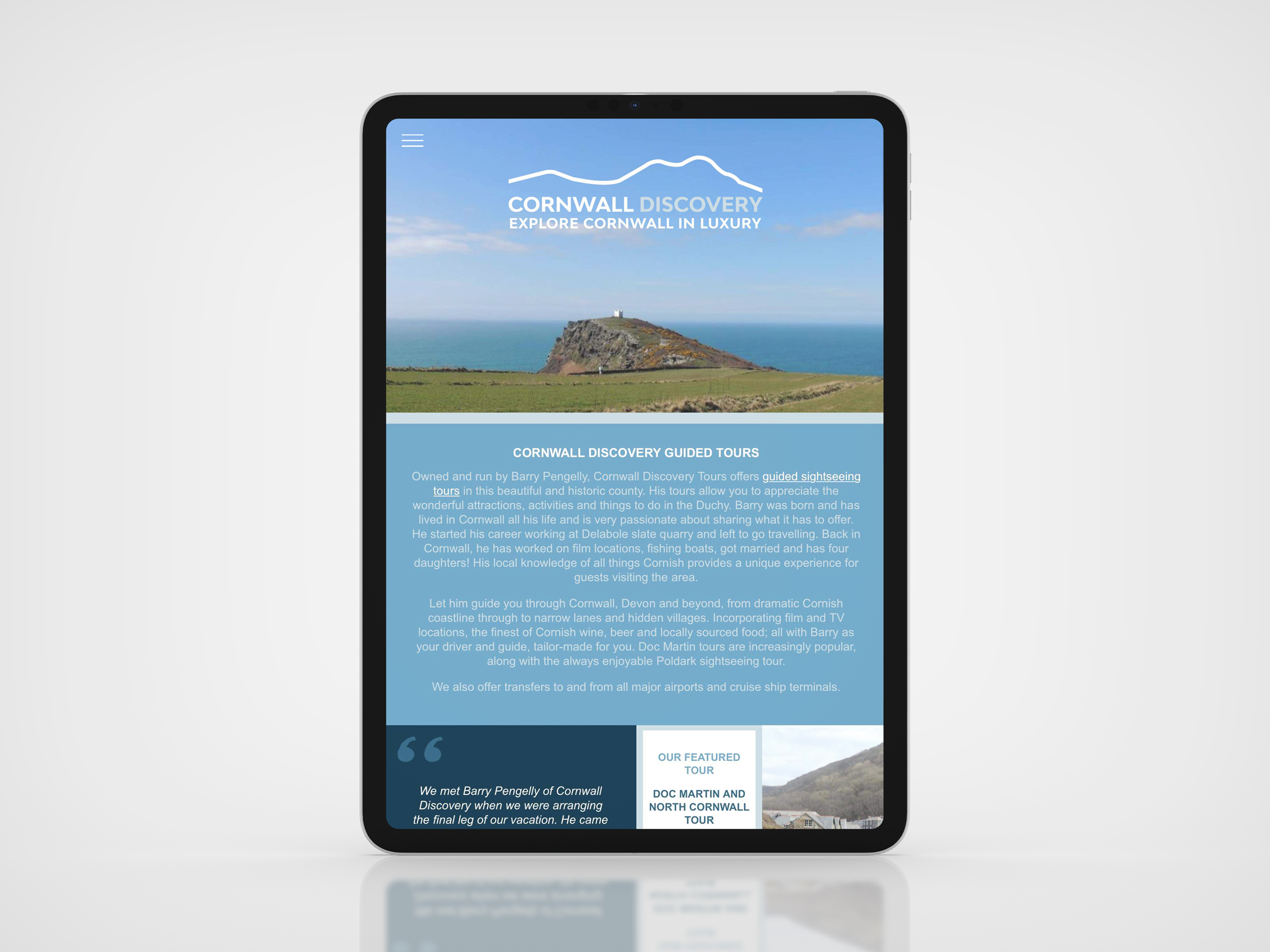 Mobile-friendly Cornwall Discovery Tours website design