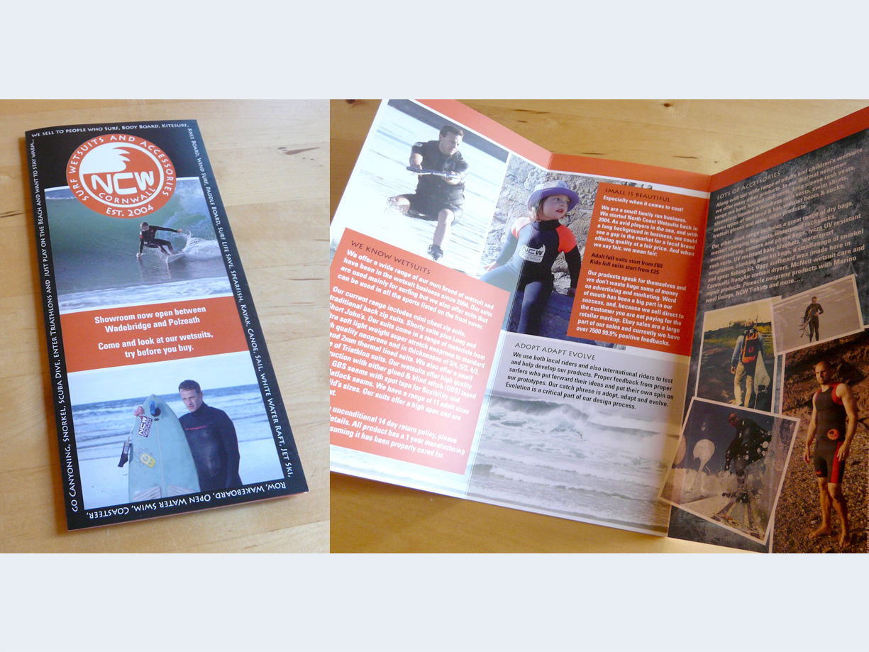 Leaflet design for North Coast Wetsuits