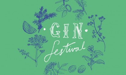 The brand Pickle Design created with illustration in blue and green for Wadebridge Wine's gin festival