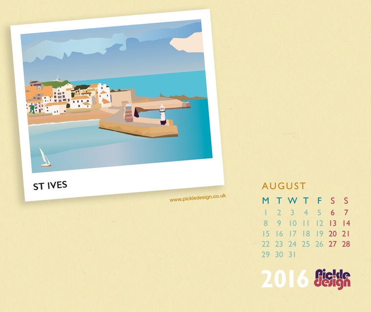 Pickle Design's calendar downloads of St Ives, Cornwall