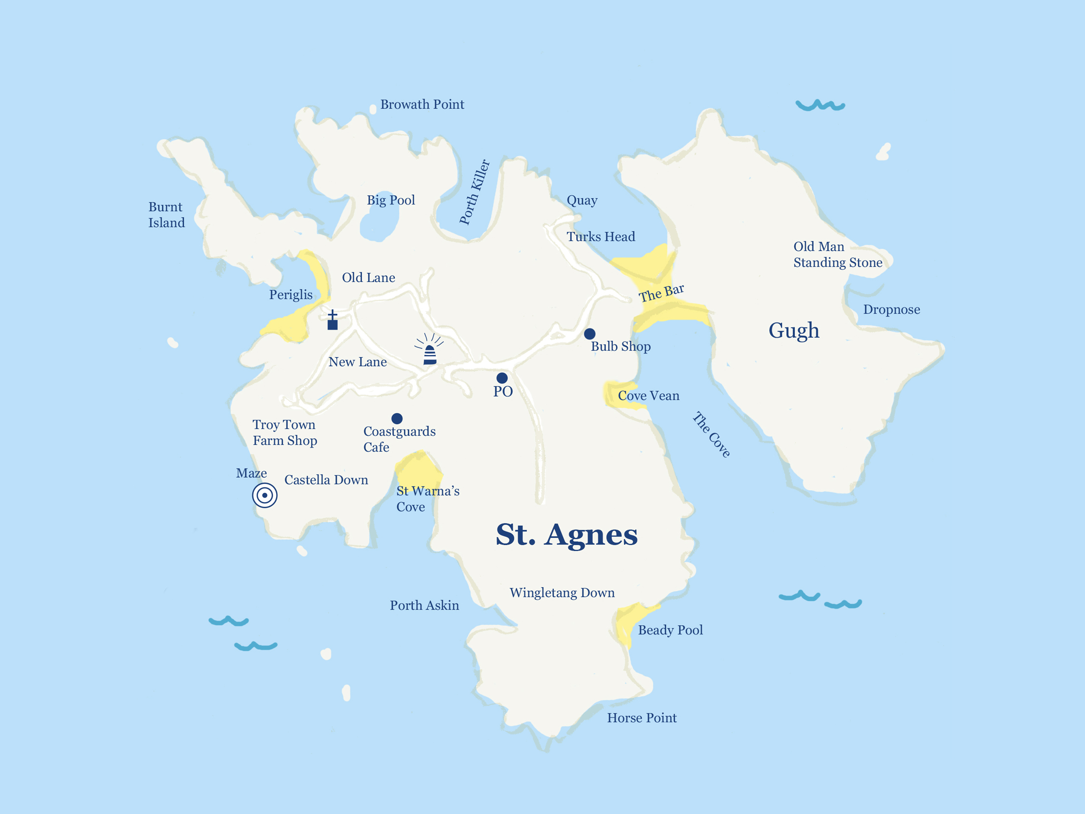 Map design and illustration for The Wheelhouse Guest House on the Isles of Scilly