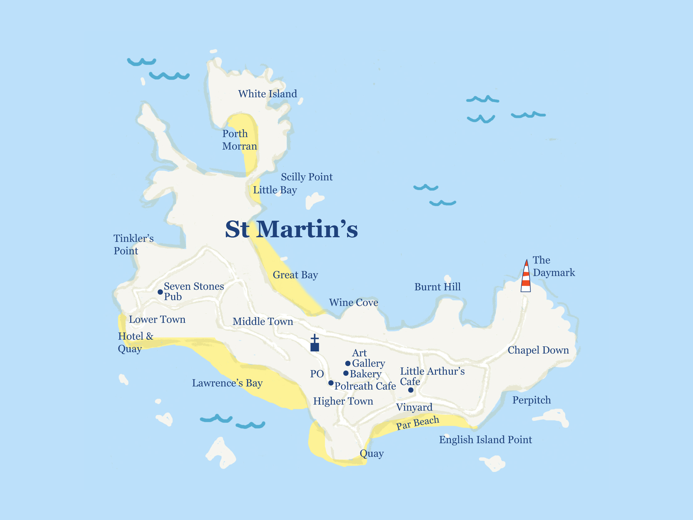 Map design and illustration for The Wheelhouse Guest House on the Isles of Scilly