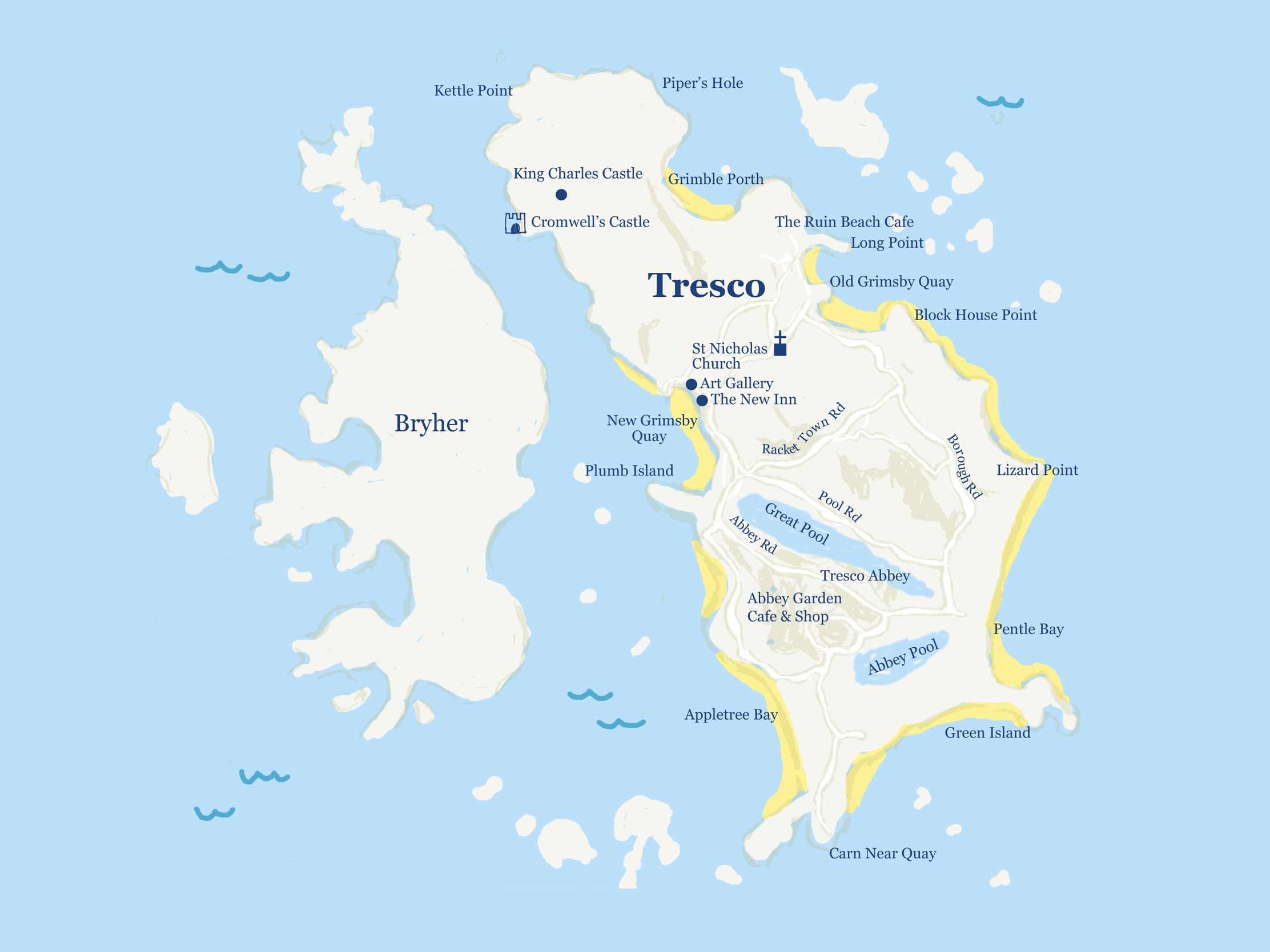 Map design and illustration for The Wheelhouse Guest House on the Isles of Scilly