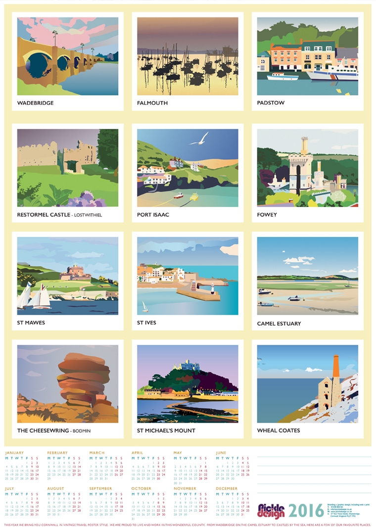 Travel poster inspired calendar