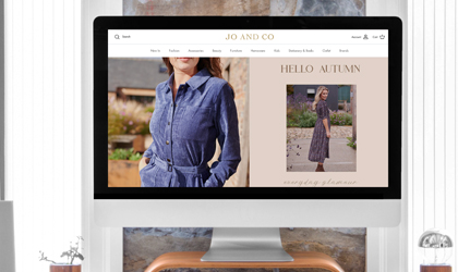 Website banner design for Jo and Co, Cornwall
