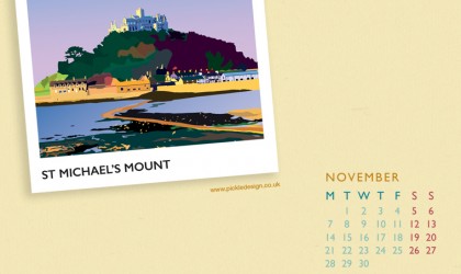 St Micheal's Mount illustrated by Pickle design for the November calendar free download