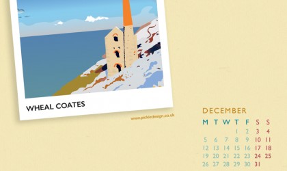 download Wheal Coates in snow illustrated in vintage style by Pickle Design