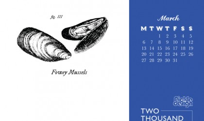 Download your March 2017 calendar of Cornish food featuring Fowey Mussels