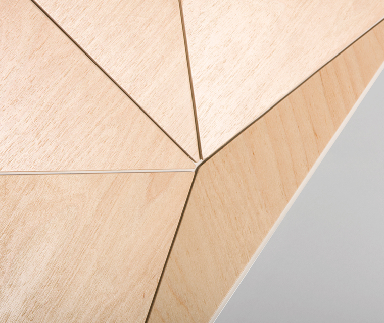 Close up of an angular plywood and white