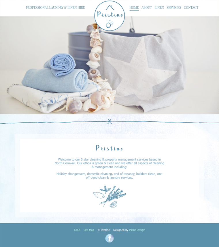 Pristine Linen Cornwall website