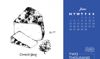 Download our June calendar featuring our vintage illustration of Cornish Yarg cheese