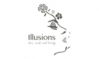 Illusions Hair and Beauty illustrated logo design