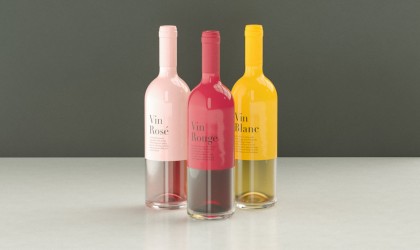 Pink, red and yellow colour dipped glossy wine bottle from Germany