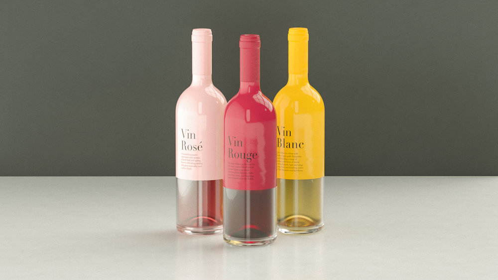 Pink, red and yellow colour dipped glossy wine bottle from Germany