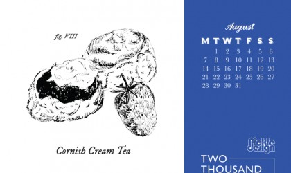 Download our August 2017 calendar illustrating a Cornish Cream Tea