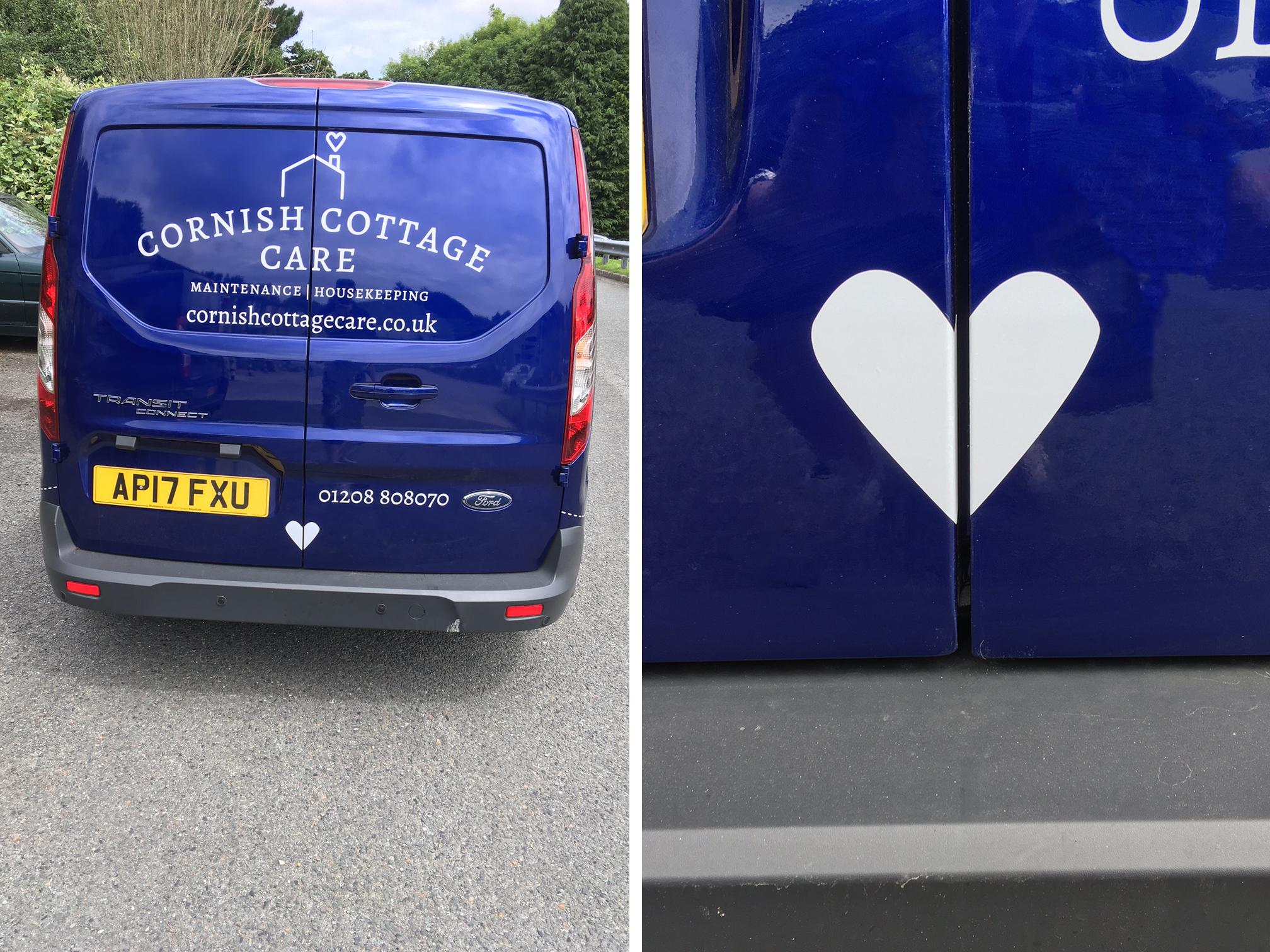 Cornish Cottage Care vehicle sign writing using the new brand
