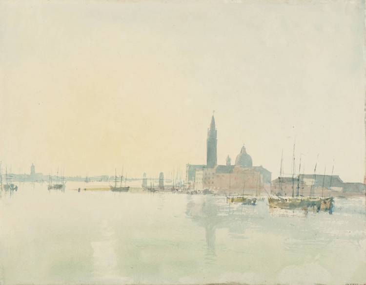 Watercolour of venice in pastel tones by artist Turner