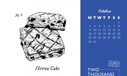Hevva cake illustrated for Pickle Design's October Contish Crib calendar download