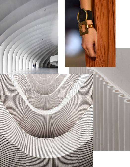 Ribbed architecture and pleated fashion