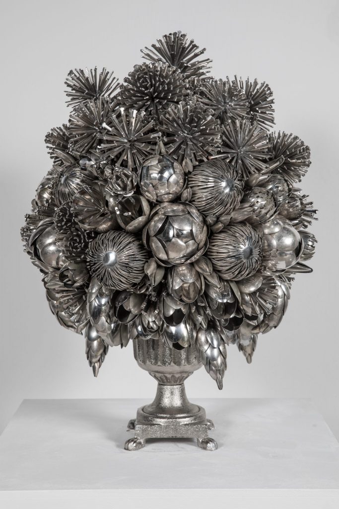 Still life sculptures inspired by the Dutch masters made from spoons 