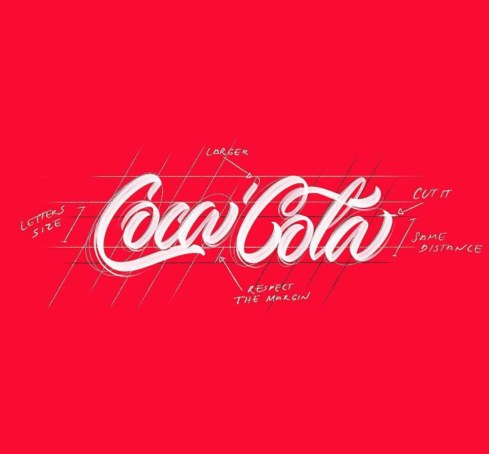 Hand typography of the Coca Cola logo