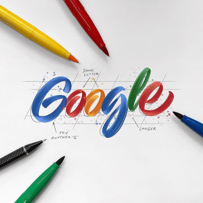 Hand typography of the Google logo