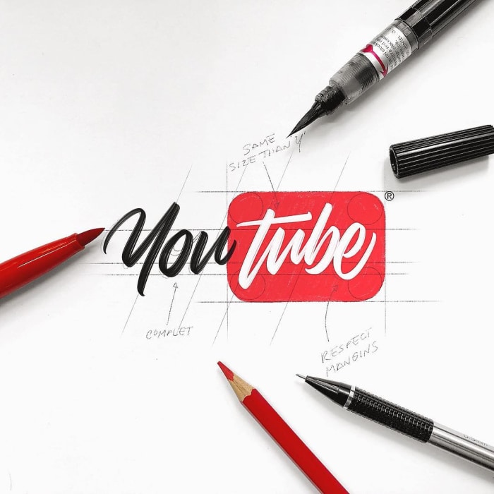 Hand typography of the YouTube logo 