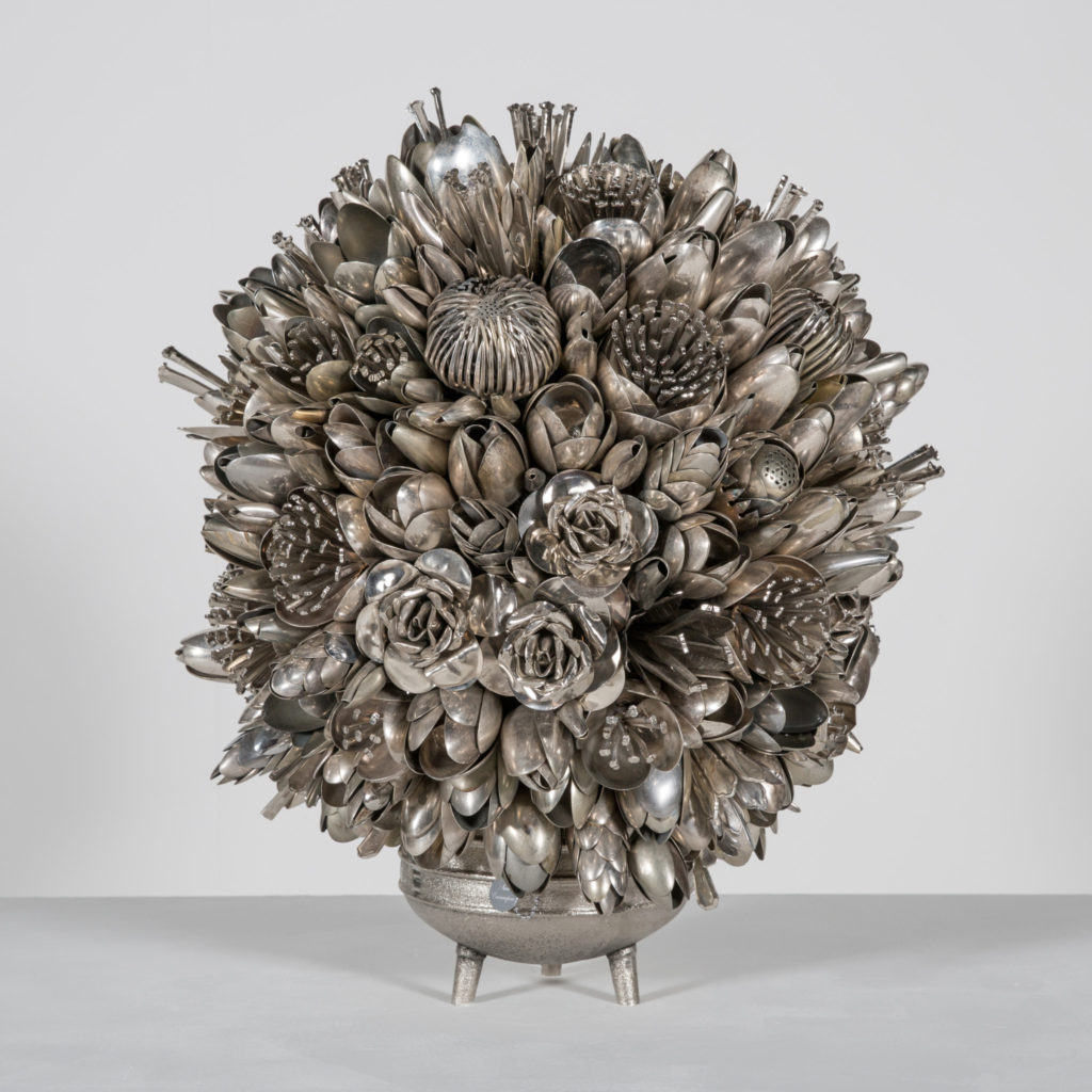 Still life sculptures inspired by the Dutch masters made from spoons 