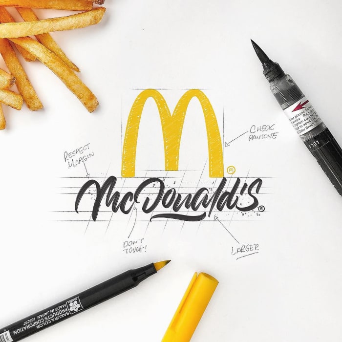 Hand typography of the MacDonald's Logo