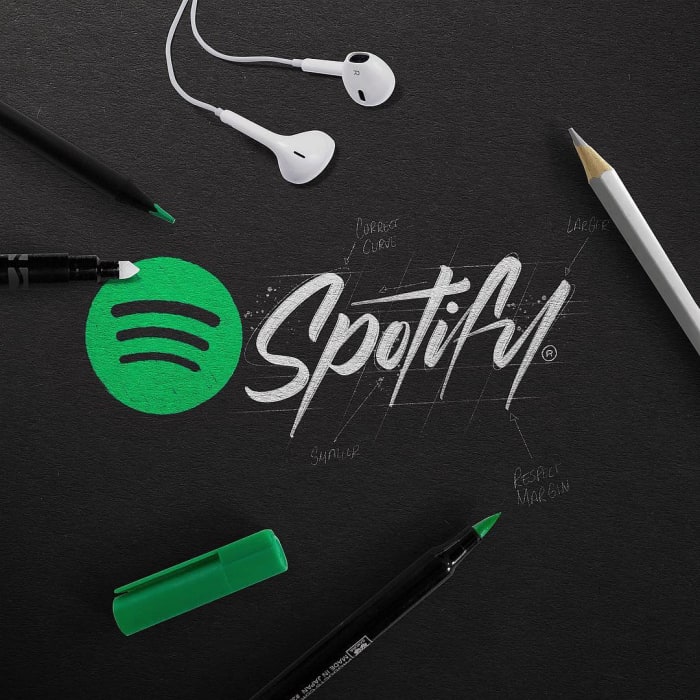 Hand typography of the Spotify logo