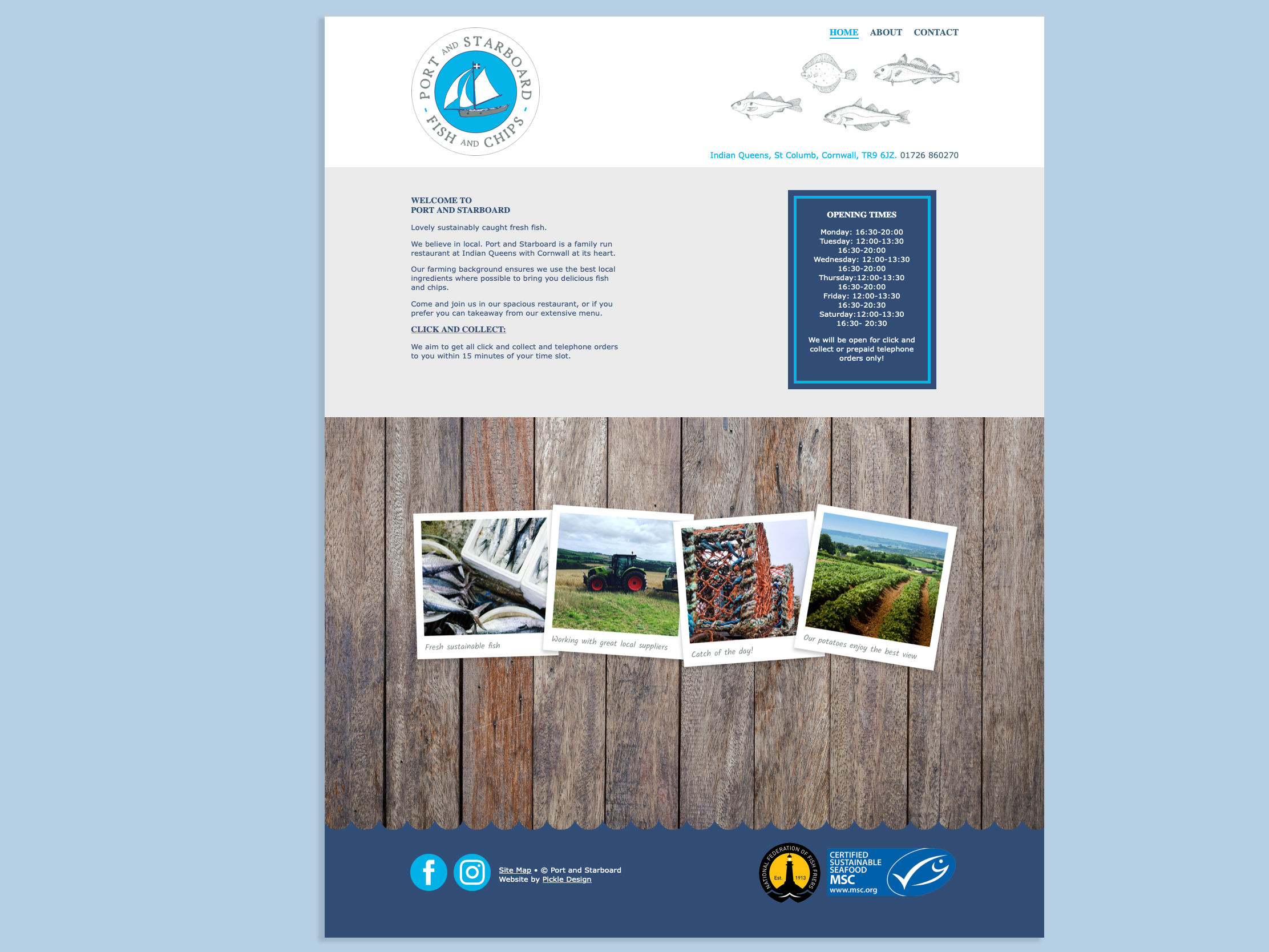 Port and Starboard fish and chips website design
