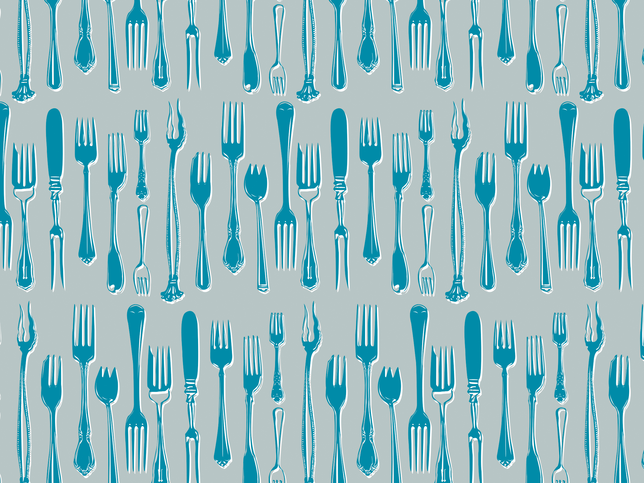 The fork pattern Pickle Design illustrated for Trewithen Restaurant in Lostwithiel