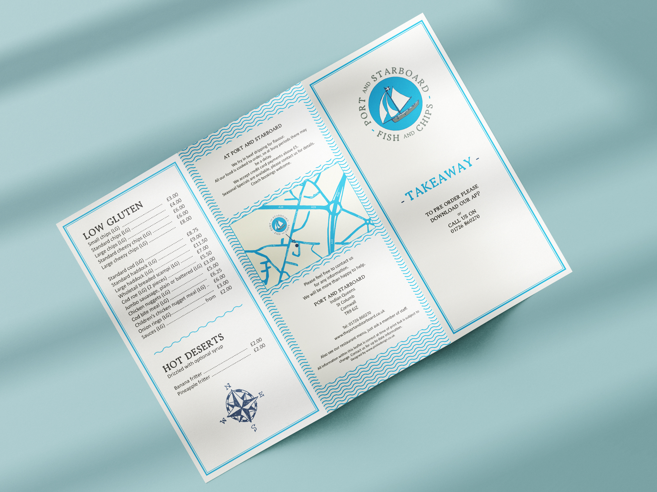 Port and Starboard takeaway leaflet designed by Pickle Design