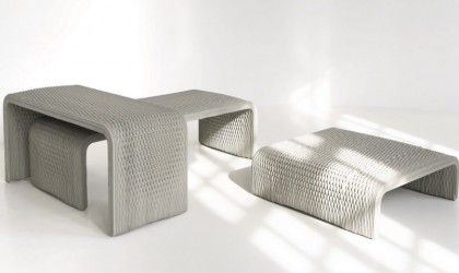 3D printed concrete benches resemble woven textiles