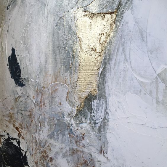 Close up of Irene de Klerk Wolters abstract art with shimmering gold