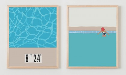 Two art prints by Jorey Hurley of the swimming pool