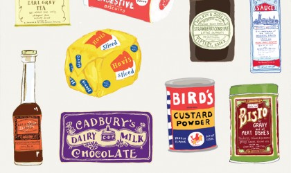 British vintage food packaging poster calendar